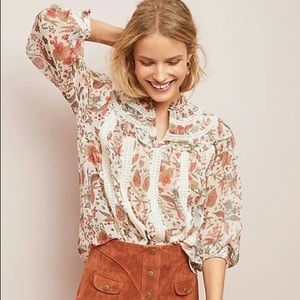 Anthropologie Elena Floral Blouse Size 4